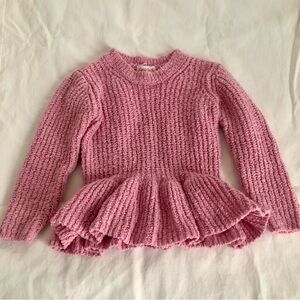 Cat & Jack Pink Textured Peplum Waste Knit Sweater